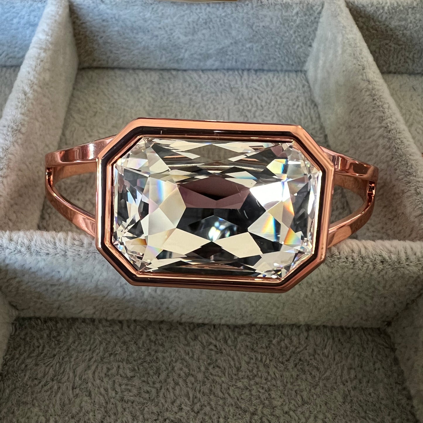 Rose Gold Rhinestone Cuff Bracelet