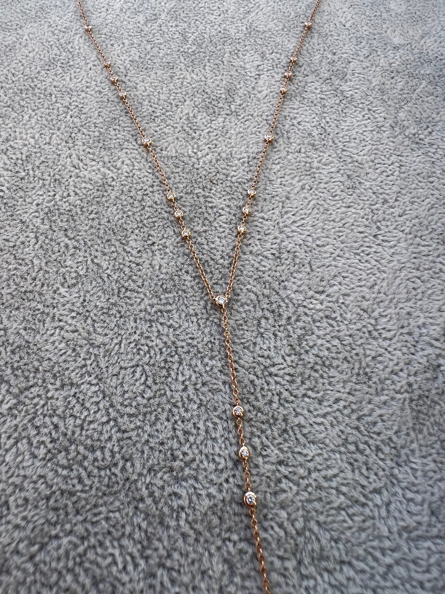 Memoire 18k Rose Gold Diamond Lariat Necklace